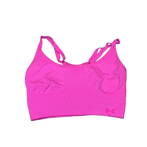 Under Armour UA Medium hot Pink Seamless Low Impact Sports Bra athleisure - Picture 1 of 3